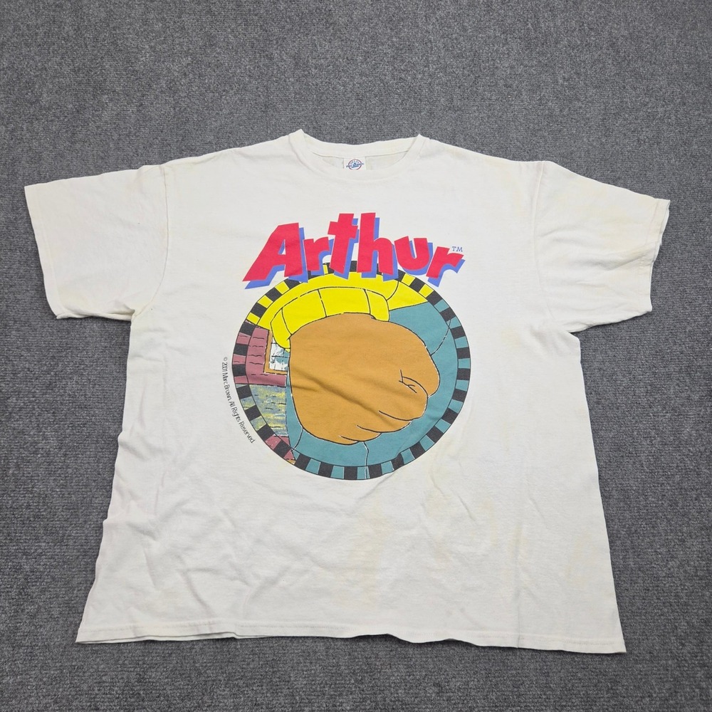 Arthur Fist Meme Tshirt XL White Cartoon Nostalgia Graphic Tee 90s Kids Internet